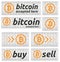 Bitcoin accepted banner set in binary code style