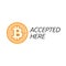 Bitcoin accepted here design. Criptocurrency symbol. Blockchain technology.