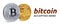 Bitcoin accepted sign emblem. 3D isometric Physical bit coin with text Accepted Here. Crypto currency. Golden and silver coins wit