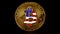 Bitcoin animation.American flag forms inside the bitcoin symbol.Fiery symbol and coin explosion.Bitcoin crypto currency.