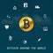 Bitcoin around the world - Virtual money transactions around the world infographic based on healthcare elements