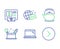 Bitcoin atm, Laptop and Teapot icons set. World mail, Creativity concept and Forward signs. Vector