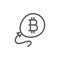 Bitcoin balloon, blockchain, cryptocurrency line icon.