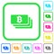 Bitcoin banknotes vivid colored flat icons icons