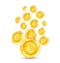 Bitcoin. Bit coin. Digital Currency. Cryptocurrency. Golden Icon Blurred