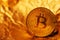 Bitcoin, blockchain cryptocurrency golden coin