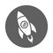 Bitcoin, boost, rocket icon. Gray vector sketch.