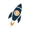 Bitcoin, boost, rocket icon. Simple flat design concept.