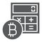 Bitcoin calculator glyph icon, finance and money