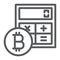 Bitcoin calculator line icon, finance and money