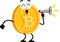 Bitcoin Cartoon Character Screaming Into Megaphone