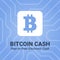 Bitcoin cash flat icon with title on chipset background.
