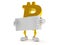 Bitcoin character holding blank sheet of paper