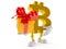 Bitcoin character holding gift