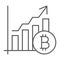 Bitcoin chart thin line icon, finance and economy