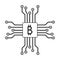 Bitcoin chip circuit symbol technology in black and white