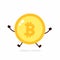 Bitcoin coin jump character. Vector