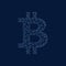 Bitcoin coin in polygon blockchain technology network style.