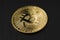 Bitcoin coin on slate background. Close up .  Investment, gold