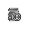 Bitcoin coin stacks vector icon