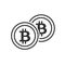 Bitcoin Coins Outline Flat Icon on White