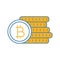 Bitcoin coins stack color icon