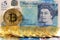 Bitcoin coins United Kingdom Pound sterling banknotes