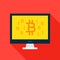 Bitcoin Computer Flat Icon