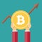 Bitcoin concept. On line funding and making investments for bitcoin. New technology icon. Flat vector