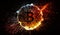 Bitcoin on cosmic fire background. generative ai.