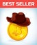 Bitcoin in cowboy hat. Bitcoin. Digital currency. Crypto currency. Money and finance symbol. Miner bit coin