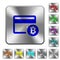 Bitcoin credit card rounded square steel buttons