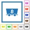 Bitcoin criptocurrency mining flat framed icons