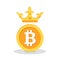 Bitcoin with crown flat icon