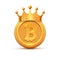 Bitcoin crown king logo. Gold bitcoin coin cartoon crypto currency