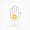 Bitcoin. Crypto currency concept. Hand palm. Digital currency. Vector illustration, flat design