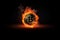 Bitcoin crypto currency digital money burning banner,Generative AI