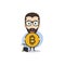 bitcoin crypto currency theme cartoon gentleman male man miner boy