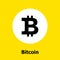 Bitcoin cryptocurrency blockchain flat icon a yellow background. Vector bitcoin sign.