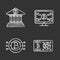 Bitcoin cryptocurrency chalk icons set