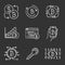 Bitcoin cryptocurrency chalk icons set