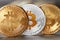 Bitcoin Cryptocurrency Coins. Virtual Money On Table Close Up