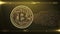 Bitcoin cryptocurrency digital money background on golden