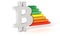 Bitcoin cryptocurrency energy rating symbol. 3D Rendring