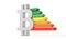 Bitcoin cryptocurrency energy rating symbol. 3D Rendring