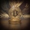 Bitcoin cryptocurrency golden coin background.