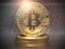 Bitcoin cryptocurrency golden coin background.