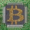 bitcoin cryptocurrency golden symbol on a bitcoin electronic cir