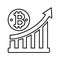 Bitcoin, cryptocurrency, growth line icon. Outline vector