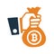 Bitcoin, cryptocurrency, invest icon. Simple vector sketch